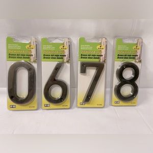 Lot of 4 New Sealed Hy-Ko 4" Solid Flat Brass House Numbers - BR420wb